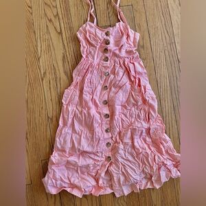 Vintage Pink Summer Ankle-Length Dress